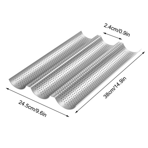 1 Pack Nonstick Perforated Baguette Pan for French Bread Baking 4 Wave - Foto 21 di 26