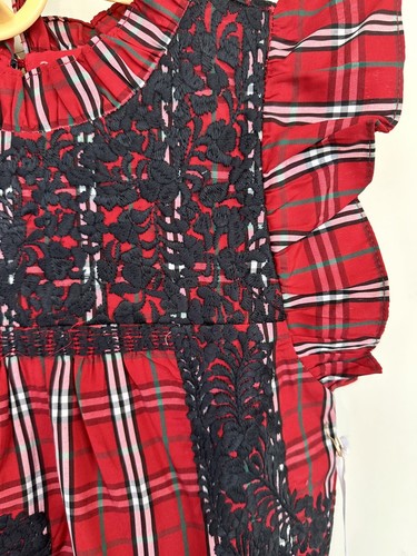 J Marie Rayna Embroidered Tartan Plaid Dress Age 7T Retail $106 NWT Red - Picture 3 of 4