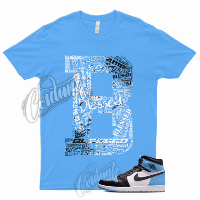 BLESSED Shirt to Match 1 Retro High OG UNC Toe University Blue 2 3 4 5 6 7 12 13