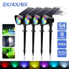 RGB Solar Spotlights Landscape Lights 3CCT Outdoor Garden Pathway Lamps 2 Pack