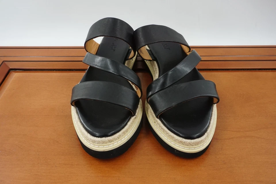 Splendid Fara Mujer Talla 9.5 Zapatos Cuero Negro Alpargata Plataforma Sandalias Foto 2 de 4