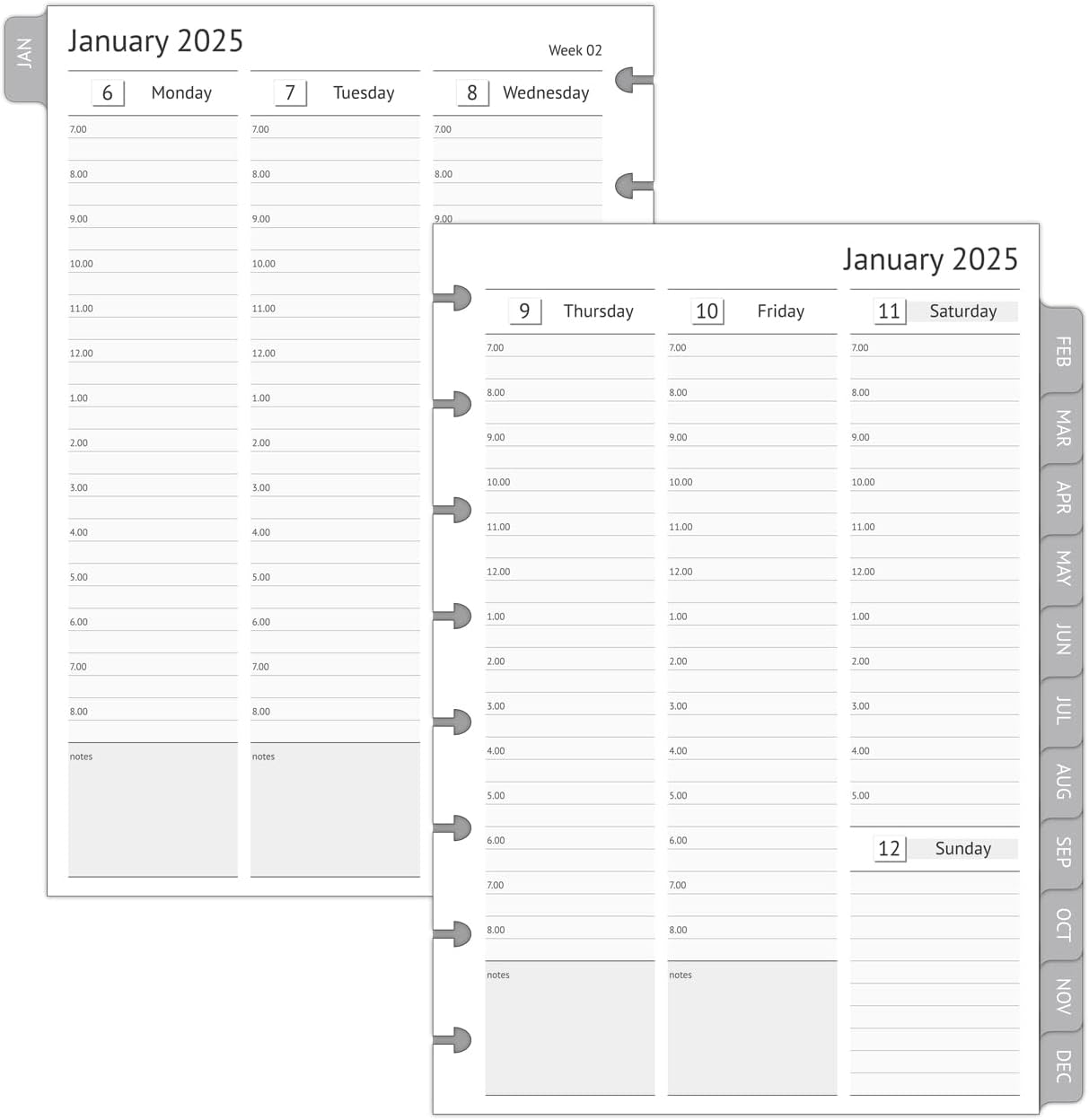 2025 Planner Refills for 8-Discbound Notebooks, Weekly and Monthly Appointment B