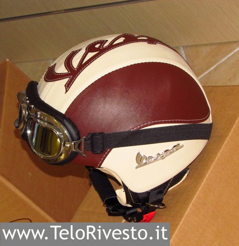 Casco Vespa Vintage retrò personalizzato in pelle panna marrone S,M,L,XL |  eBay