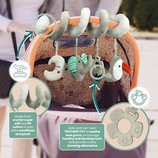 Kyoot Elephant Moon Penguin Teether Hanging Winding Toy for Stroller Pram Buggy