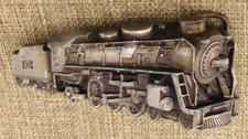 1978 Locomotive Belt Buckle Bergamot Brass Works USA Steam Engine Train Cast