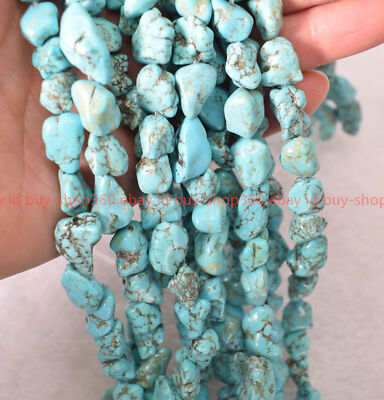Real Natural Turquoise 15x20MM Blue Nugget Gemstone Loose Beads