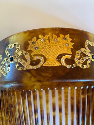 Vintage Elegant  Spanish Peineta Hair Comb with Rhinestone Accents Mother of Pearl Rhinestone Bridal Hair Comb, Art Deco Hair  main image 3