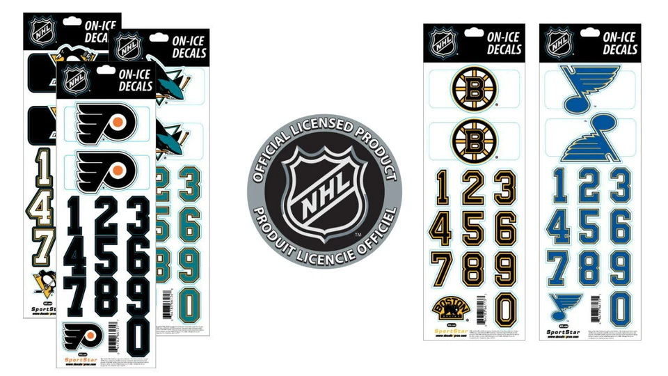 SportStar NHL on-ice-decals / Original-NHL Helmaufkleber-Set (uvP/RRP 13,95)