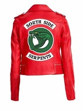 Women's Riverdale Southside Serpents Red Jughead Jones Real Leather Biker Jacket