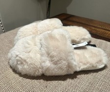 Express Women s Slide Slippers Faux Fur Ivory Size L NWT
