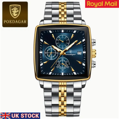 POEDAGAR Mens Watch 3ATM Waterproof Luminous Chronograph Quartz Wrist Watches UK