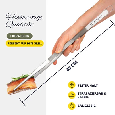 SCHMIEDWERK Profi Edelstahl Kochpinzette Küchenpinzette Grillpinzette Grillzange Pinzette