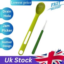 Olive Spoon Spoon Jar With Drain Hole + Picker Jam Slotted Spoon Jar UK Seller