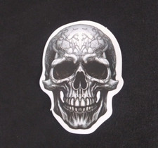 Haunted House Spooky Black  White Halloween Sticker 2" x 1.5" H 