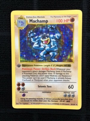 holographic machamp card Pokemon Cards 1st edition Machamp - Holographic