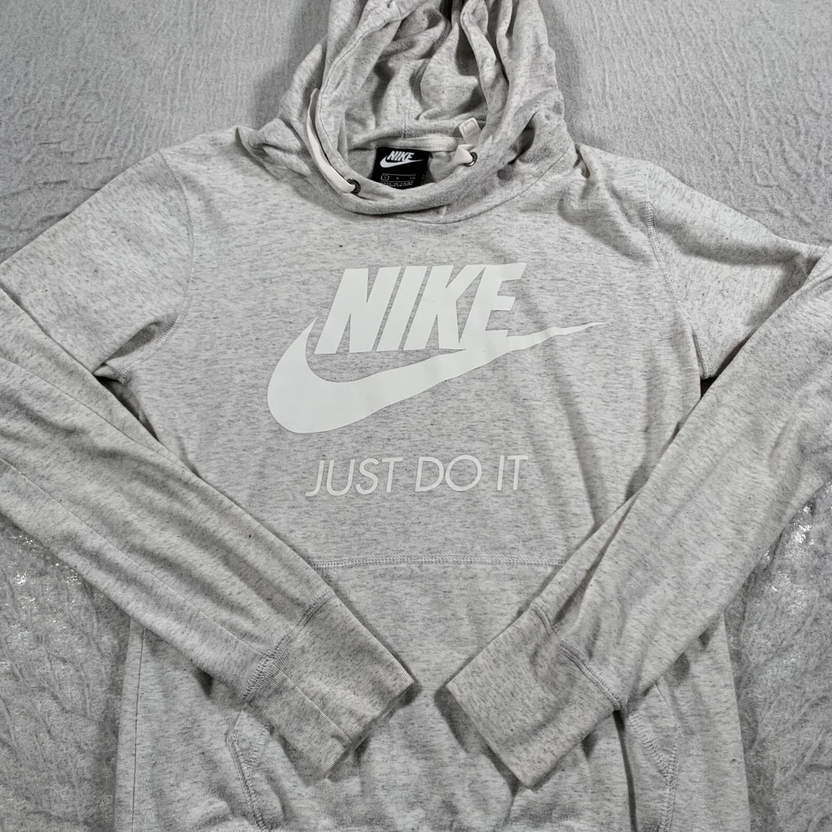 Nike Hoodie Womens Small Light Gray Sportswear Casual Just Do It