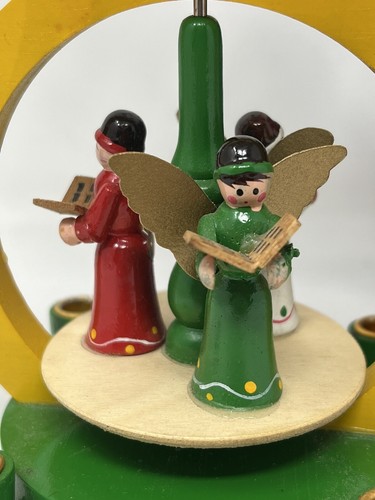 Vintage German Christmas Pyramid Carousel Windmill Preshit Singing Angels - Picture 4 of 15