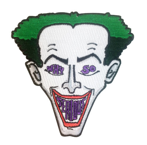 Why So Serious? Clown Face Green Hair Parody Embroidered Iron On Patch Applique - Picture 2 of 2