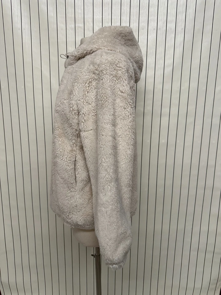 Jou Jou Hoodie Womens Beige Faux Fur Casual Long Sleeve Pockets Full Zip Size L - Image 2 of 4