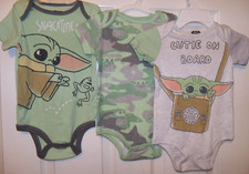 Star Wars 3 Baby Yoda One Piece Bodysuits Infant Baby Toddler Size 18 Months NIP