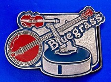 Bluegrass American Acoustic Country Music Banjo Fiddle Guitar Belt Buckle