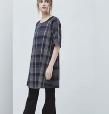 MANGO Check Day Dress Blue Size 4 Small V7