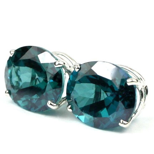 Orecchini a palo in argento sterling 925, topazio Paraiba, SE202 - Foto 2 di 5