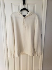 NEW Gap Men's Relaxed Fit SWaffle Henley Hoodie Cream Size XXL - Free Shipping