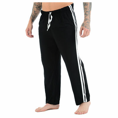 Neu Herren Jersey Gestreift Jogginghose Trainingsanzug Jogging Hose Gym Freizeit Sweatpants