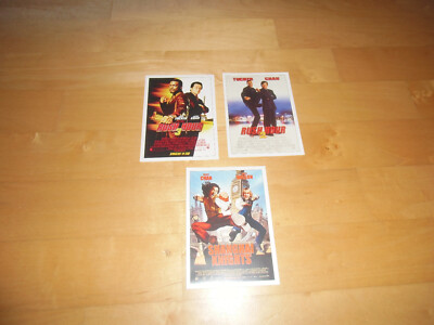 Cinema Filmplakatkarten, Rush Hour 2 und 3,Shanghai Knights, Jackie Chan, 3 Kart