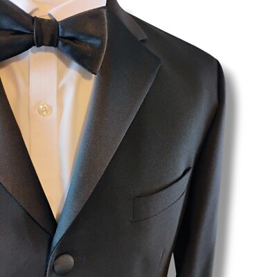 Moss Bros Mens Tuxedo Dinner Blazer Jacket 40R Black Wool