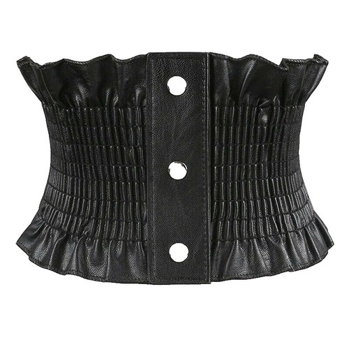ALAIA Vienne black leather laser cut cinched corset wide  display picture 3