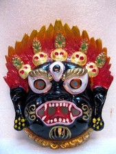 TIBETAN BUDDHIST Protective MAHAKALA black color MASK wall hanging Nepal India