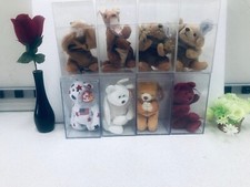 Lot of 8 Ty Beanie Babies Collection with Tags in acrylic case