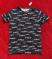 NWT Old Navy Boy's Short Sleeve Sharks Printed Crew Neck Blue T-Shirt Sz: XL