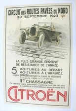 AFFICHE CITROEN Circuit Routes Pavées du NORD (59) 1923 Pierre LOUYS 5 HP trèfle