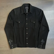 Chrome Hearts Cross Patch Denim Western Button Up Work Shirt - Size XL