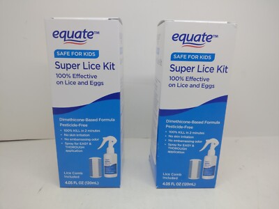 2 PK Equate Super Lice Kit 100% Effective Lice/Eggs 4.05oz FREE SHIPPING 03/2026