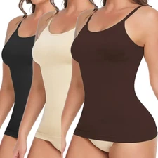 Women Compression Vest Belly Control Body Shaper Smooth Cami Tank Top Shirt UK