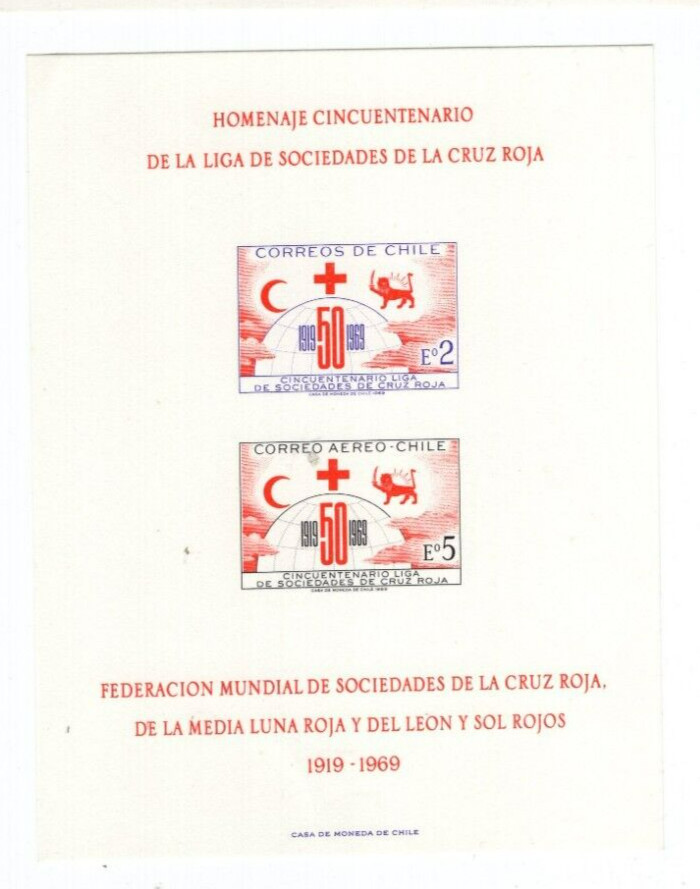 CHILE 1969 Red cross Block souvenir / Souvenir sheet