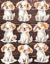 Cute Winking Puppy Die Cut Vinyl Stickers Set Scrapbooking Laptop Waterbottle