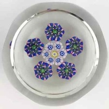 Perthshire PP14 1975 "G" Millefiori Cane Clusters Faceted Clear LE Paperweight