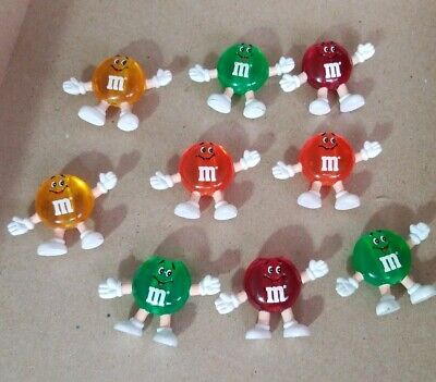 YELLOW M/&M Pencil Holders GREEN LOT OF 4 RED ORANGE Figures 1-1//2” Tall