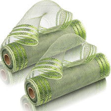 2 Rolls Deco Mesh, 10 Inch X 10 Yard Poly Decorative Mesh Ribbon Wrapping Ribbon