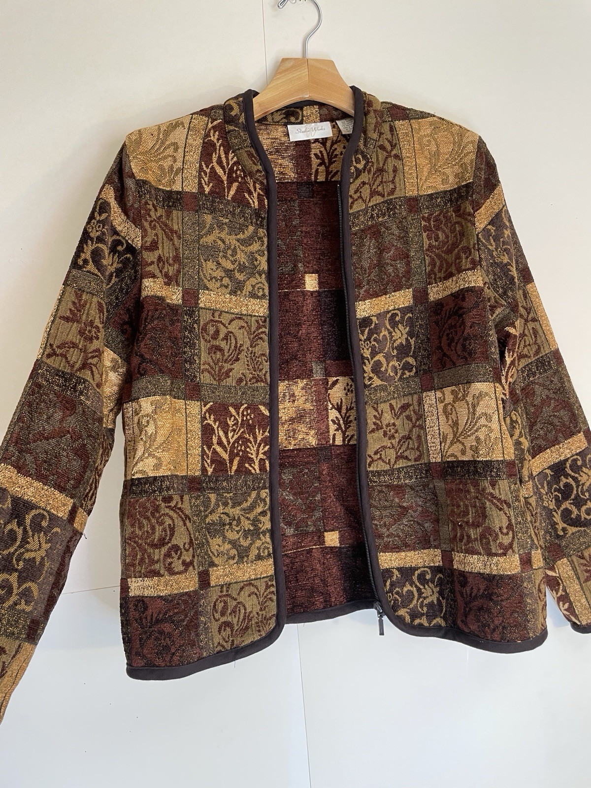 Vintage Tapestry Patchwork Zip Jacket Boho Artsy … - image 9