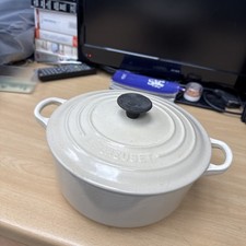 Le Creuset Cast Iron 20cm Round Casserole Dish Cream White