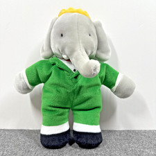 Dakin 1993 King Babar Elephant 12" Plush Green Gold Crown Vintage Stuffed Animal