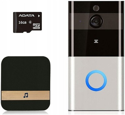 Sonnette de porte vidéo sans fil HD 1080p Sans fil Étanche Avec carillon 16 G -