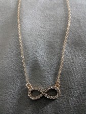 Rose Gold Coloured Diamonte Infinity Necklace . New