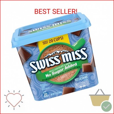 Swiss Miss Milk Chocolate Flavor No Sugar Added Hot Cocoa Mix Canister, 13 oz.